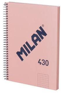 MILAN® Cuaderno A5 con tapa dura, cuadrícula 5 x 5 mm, 80 hojas de 95 gr/m², colección 430, rosa