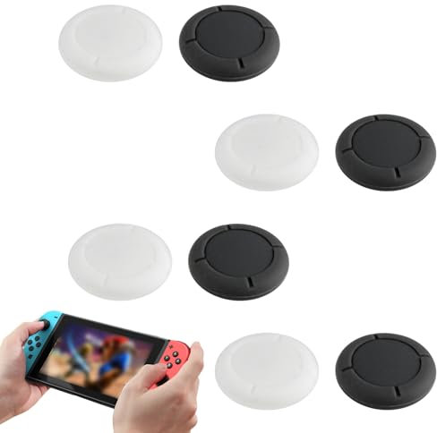 Vidacharmy Tapas de Joystick, 4 Pares Cubierta Joystick de Repuesto, Agarres para el Pulgar para Nintendo Switch, Switch Lite y Controlador OLED de Switch - 4 Negros 4 Blancos