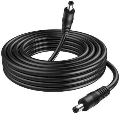 GINTOOYUN 32.8ft DC 5521 Cordon d'alimentation, 18awg DC 5.5mm X 2.1mm mâle à mâle câble Adaptateur d'alimentation pour LED, CCTV, Voiture, Moniteur, etc - 10m(10 mètres)
