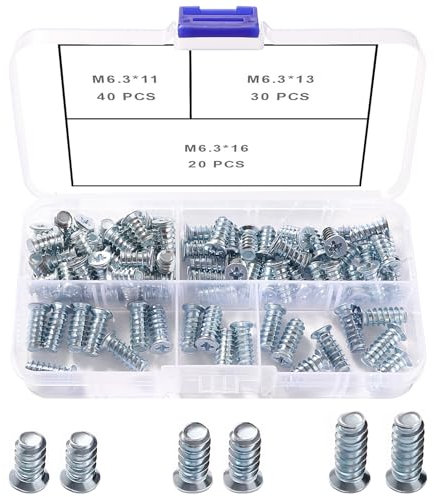 VooGenzek 90 Pièces M6.3 Kit de Vis Euro, Vis Spéciale pour Meubles, Vis de Coulisse, pour Portes D'armoires de Cuisine, Armoires et Charnières de Placard