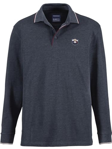 BABISTA Herren Langarm-Poloshirt Milanvetzo Langarm-Shirt für Männer 100% Baumwolle, hochwertige Piqué-Baumwollmode, Moderne Kontrastdetails, stylischer Alltags- und Büro-Look bis 3XL dunkelblau, 60