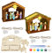 TGFIX 4set Weihnachten Basteln Kinder Mit LED Kerzen Krippenhaus Weihnachten Bastelset Teelichthaus Weihnachtshaus Basteln Weihnachtskrippe Holz Teelicht Haus Lichterhaus Weihnachtsbaum Hängendsdeko
