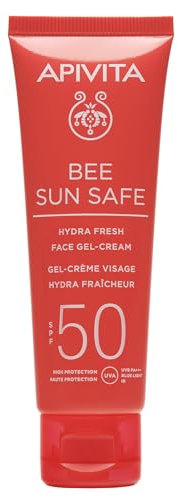 Apivita Bee Sun Safe Hydra Fresh Gesichtsgel-Creme SPF 50 50 ml – Nicht fettende, feuchtigkeitsspendende Sonnencreme mit Propolis, Meeresalgen & Hyaluronsäure – UV-Schutz, IR- & Blaulicht-Schutz