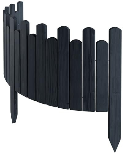 Floranica Bordure Jardin 30 cm, Anthracite, 100cm, clôture Bois Flexible, palissade, Rouleau Bordure, Bord pelouse, clôture enfichable