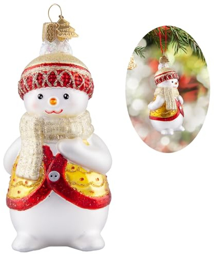 Adorno de árbol de Navidad de muñeco de nieve, adorno de cristal soplado a mano para el árbol, adorno de muñeco de nieve amarillo para colgar, decoraciones de Navidad para fiestas de vacaciones