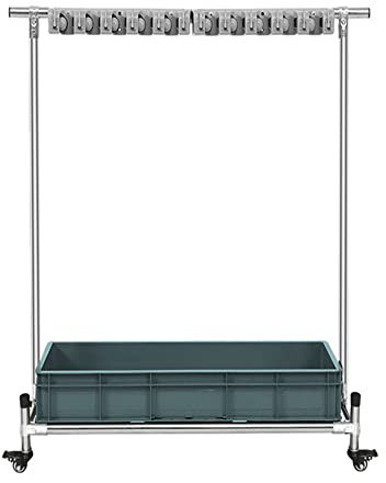 DDNGEJ Movable Floor-Mounted Mop Rack Utility Broom Holder Cleaning Tool Cart Umbrella Storage Stand Stainless Steel Mop Drain Rack can put wet mops with Gray Tray Gar