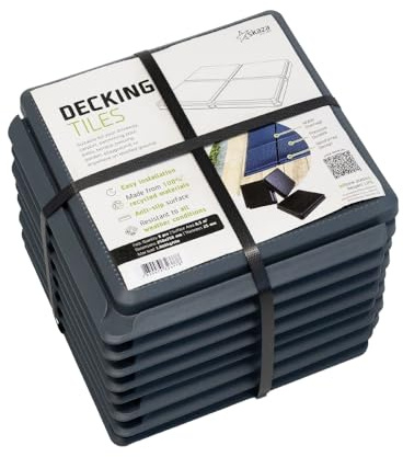 Skaza Balkon Boden – Terrassenplatten Außenbereich mit Klicksystem, Wetterfeste Balkonfliesen - 25 x 25 cm, 0,5 m² 8 Fliesen - Belastbar bis 1000 kg, Modular & Rutschfest - 100% Recycelt - Anthrazit