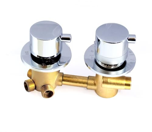 Mitigeur de douche thermostatique 4 voies avec robinet de douche à deux poignées Mitigeur de douche multifonctions Convient pour la salle de douche de la salle de bain.