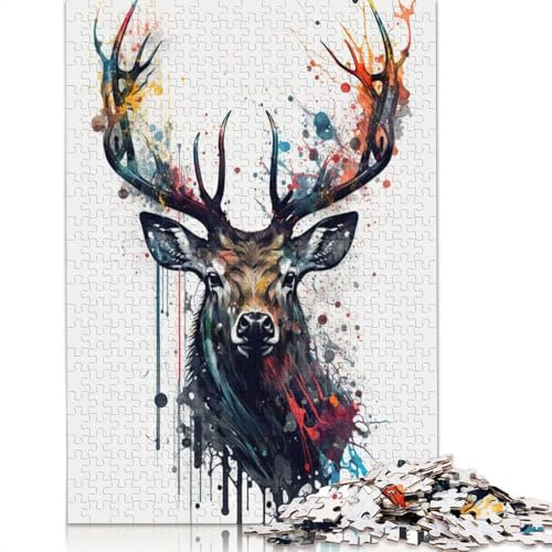 Hirsch-Puzzle, kreative Spiele, Premium-Puzzle aus Karton, für Frauen und Männer, Geburtstagsgeschenk, 1000 Teile (26 x 38 cm)