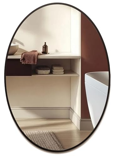 Neue Design Mood® Premium Oval Bathroom Mirror Black Wall Mounted, Framed Modern & Stylish (50cm x 40cm)