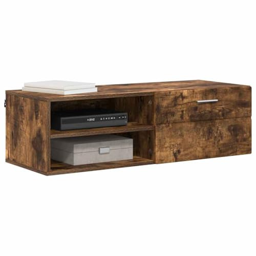 vidaXL Wooden Cabinet Smoked Oak 100.5 x 39 x 30 cm Engineered Wood, Ample Storage, Modern Wooden Cabinet, Rectangular Design, Durable Utility Furniture for Living Room, Indoor Organizational Unit