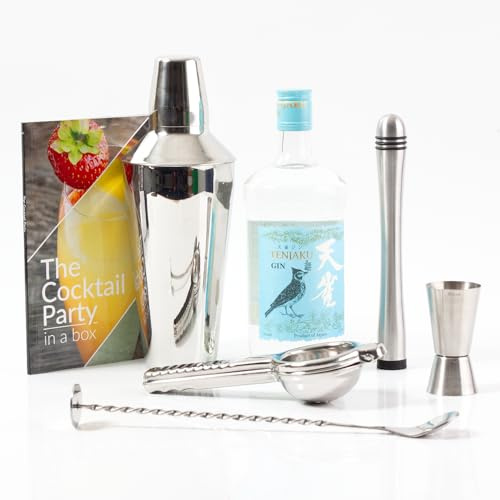 Tenjaku | Gin Cocktail Bundle 37.5% ABV | 70cl | Includes 37.5% ABV gin with botanical character, plus bar tools and a recipe book for mixed drinks.