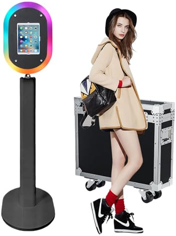 Photomaton compatible avec iPad et tablette 10,2 à 13 - Station de selfie portable avec étui de transport pour fêtes, mariages (noir, machine à photomaton)