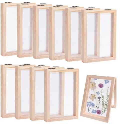 NBEADS 10 Stück Papierherstellungsrahmen Set, A6 Große Hölzerne Papierschöpfform Mit Sieb Und Schwamm Scheuerschwamm Für DIY Papierbastelarbeiten, Innendurchmesser: 15.6x10.2cm