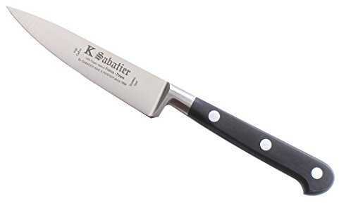 K SABATIER - Office 10 Cm Gamme Authentique - Acier Inoxydable - Manche Noir - 100% Forge - Entièrement Fabrique en France