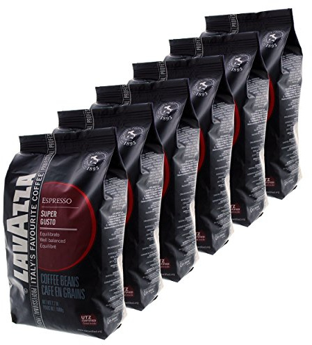 Lavazza Coffee Espresso Super Gusto, Whole Beans, Pack of 6, 6 x 1000g