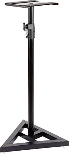 PROEL KP845 - Supporto per Monitor Audio da Studio a base triangolare con sistema di sicurezza automatico, Nero Opaco