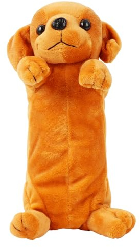 LA HUATE Kid's Super Cute Plush Pencil Case Dog Design Pencil Holder Pen Case for School Children Students Color Yellow