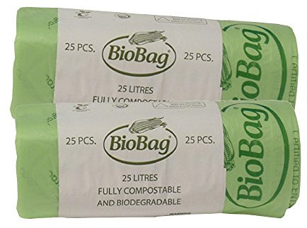 25 Litre x 50 BioBag Compostable Biodegradable Kitchen Food Waste Caddy Bin Liner Bags (25L) - Certified EN13432 (50)