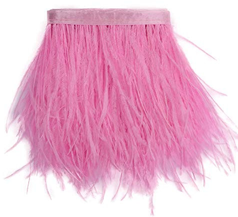Sowder Straußenfeder-Borte, Fransen mit Satinband, für Kleidung, Kostüme, Nähen, Dekoration, 183 cm Rose