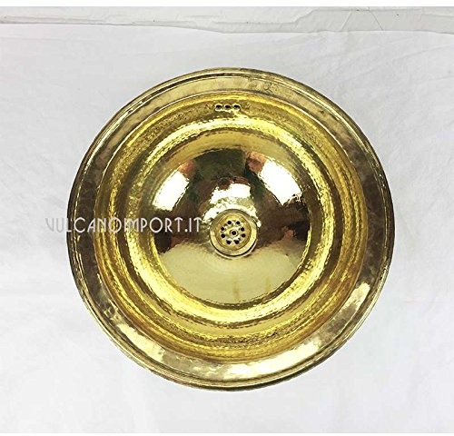 Lavabo marocchino in ottone martellato Dimensioni cm d 36,5x 15,5 h interamente realizzato a mano.