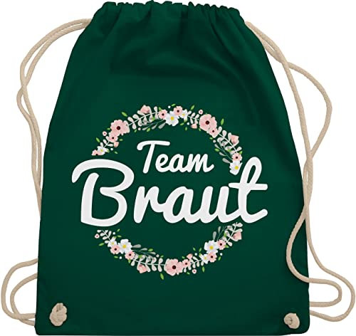 Turnbeutel Rucksack - JGA Junggesellenabschied Frauen - Team Braut Blumenkranz - Bride Crew - Unisize - Dunkelgrün - hen party accessories brauttaschen jungesselnabschied bridemaid beutel