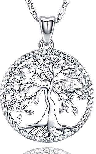 Friggem 925 Sterling Silber Halskette, Zierlicher Baum Des Lebens Anhänger für Damen Frauen Mädchen mit Geschenkbox, Kettenlänge 46 cm (Immergrüner Baum)