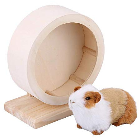 Pssopp Hamster Wheel Wooden Exercise Silent Non Slip Run Disc for Syrian Rat Mice Chinchillas Small Pets (M)
