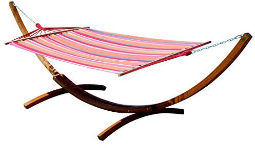 ALEOS. 400cm Hängematte mit Gestell Holz Lärche Stab Hängematte 120x200cm