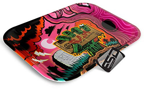 RAW Zombie Metal Rolling Tray - Size - Large - Polished Smooth Edges Simple Maintenance - Rust and Wear Resistant Clear Coating