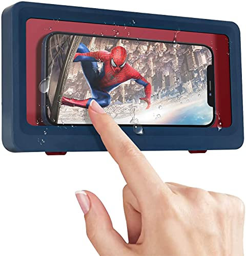 Huijiaying bathroom phone holder Bathroom waterproof phone holder-shower phone box wall-mounted phone box-bathroom touch screen waterproof phone holder(blue)