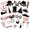 24 Stück Party Fotoautomat Requisiten Mischung Silvester Foto Booth Props Neujahr Weihnachten Party Zubehör von Hut Weinglas Lippenstift Krawatte Kronen für Geburtstag (Roségold)