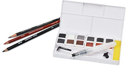 Derwent Shade & Tone - Set de 12 Peintures et 4 Crayons de Plusieurs Gammes, Inktense/Graphitint/Tinted Charcoal inclus, Qualité Professionnelle, 2305903 Multicolore Taille Unique