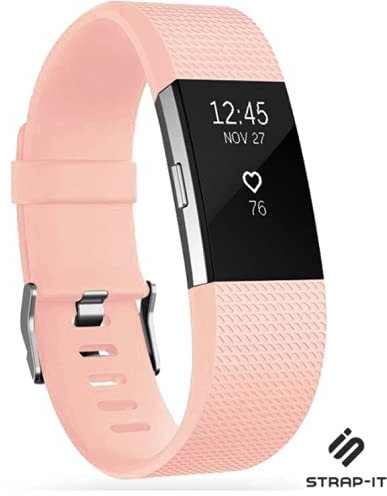 Strap-it silikon Rosa - Passend für Fitbit Charge 2 - Armband für Smartwatch - Ersatzarmband