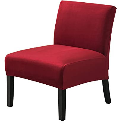 CHNSHOME Sesselbezug 1 Sitzer ohne Armlehnen Stretch Accent Stuhlhussen Stuhlbezug ohne Armlehnen Samt Sesselbezug Stuhlschutz Stuhlbezug Stretch Weinrot