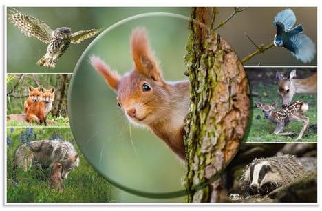 HERMA 19647 Schreibtischunterlagen Tierwelten Waldtiere, 3 Stück, abwischbare Kinder Schreibunterlagen aus Karton, 55 x 35 cm, beidseitiges Motiv Tischunterlagen Set für Mädchen & Jungen