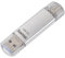 Hama USB Stick, 64 GB (Speicherstick USB-C USB-A, USB 3.1/3.0, Universal-Datenspeicher mit 40 MB/s aus Aluminium, für Windows/MacBook), Silber C-Laeta Kompakt