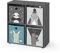 Vicco Kinderregal Tetra, Spielzeugregal für Faltboxen, Grau, 72 x 72.6 cm mit 4 Faltboxen