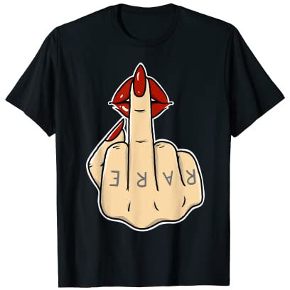 Mittelfinger - rote Nägel - Kuss - Tattoo - selten - rote Lippen T-Shirt