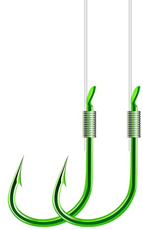 Dyxssm Small Fishing Hooks with Line - Tiny Fishing Hook on Nylon Fishing Line (Pack of 20) (Type-B: Green, 2#)