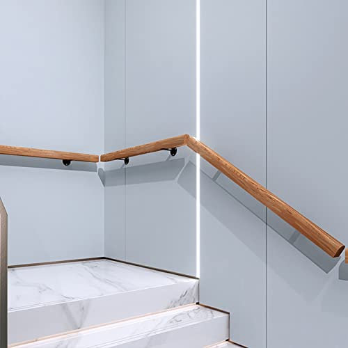 ZAKSEM Rutschfestes Treppengeländer-Handlauf aus Naturholz – komplettes Set, mit Wandhalterungen, Heim-Kindergarten-Geländer an der Wand, Indoor-Loft, ältere Geländer, Korridor-Stützstang