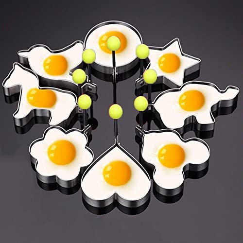 DAWENHA 8 Stück Rund Omelett Form Griff Für Eier Kochen Edelstahl Omelettform Spiegelei Formen Runde Spiegeleiform Spiegeleier, Frühlingsrollen, Steaks, Pfannkuchen Von, 1-1