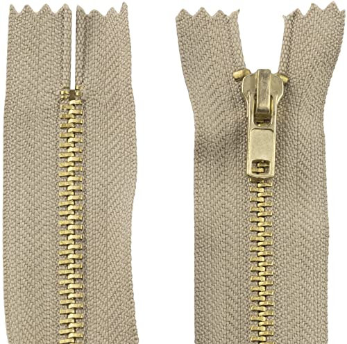 AERZETIX - C61217-2er-Set nicht trennbare Reißverschlüsse 12 cm aus metall - zipper - beige Farbe - nähzubehör lederwaren etuis röcke kleider hosen kurzwaren