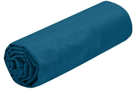 STOF - Drap Housse -Taille 140x190(200) cm Grand Bonnet 30 cm -100% Coton certifié Oeko-Tex - Couleur Pétrole -Modèle Eden - Linge de Lit pour Maison - Doux et Confortable pour Nid Douillet