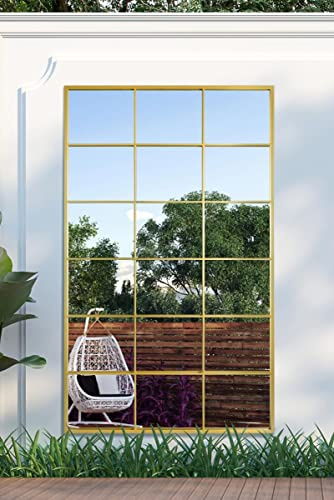 MirrorOutlet The Genestra - Gold Modern Window Full Length Garden Wall Mirror 79 X 47 (200CM X 120CM) Silver Mirror Glass with Gold Metal Frame.…