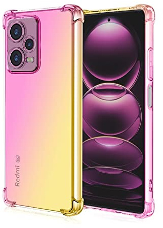 HONLEN Funda para Redmi Note 12 Pro 5G Carcasa, (6.67 Inches) Gradiente Transparente TPU Silicona Case, Protección de Esquina Mejorada Cover Oro Rosado