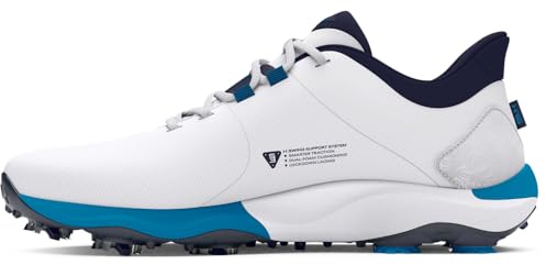 Under Armour Herren Drive Pro Wide Golfschuh, (101) White/Capri/Midnight Navy, 44.5 EU Weit