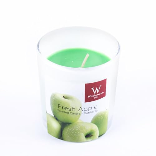 innaGLAS INNA-Glas Bougie parfumée Astrid dans Un Verre, Fresh Apple, Vert Pomme, 7,9 cm, Ø7,1 cm, 28h - Bougie en Pot en Verre