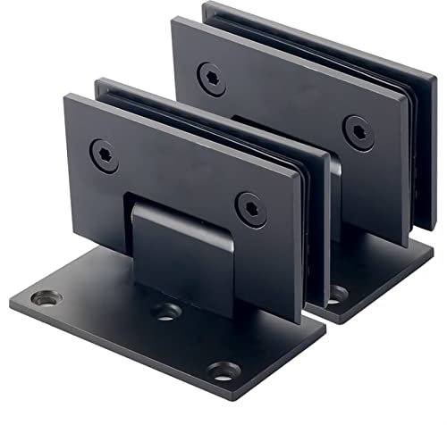 Glass Door Hinges,Cabinet Hinges, 2Pcs 304 Stainless Steel Glass Door Hinges, Matte Black 90° Single Side Bathroom Glass Clamp, 8-12mm Frameless Shower Door Hinges