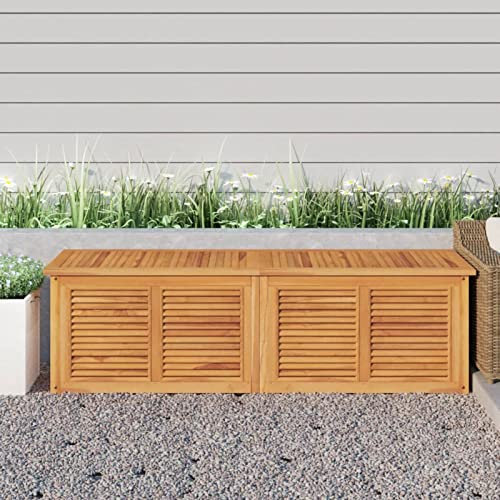 Chusui Gartenbox mit Beutel, Kissenbox Outdoor WassBerdicht, Auflagenbox, Aufbewahrungsbox, Terrassenschrank, Gartentruhe, Gartenkiste, Garten Aufbewahrung, 175x50x53 cm Massivholz Teak